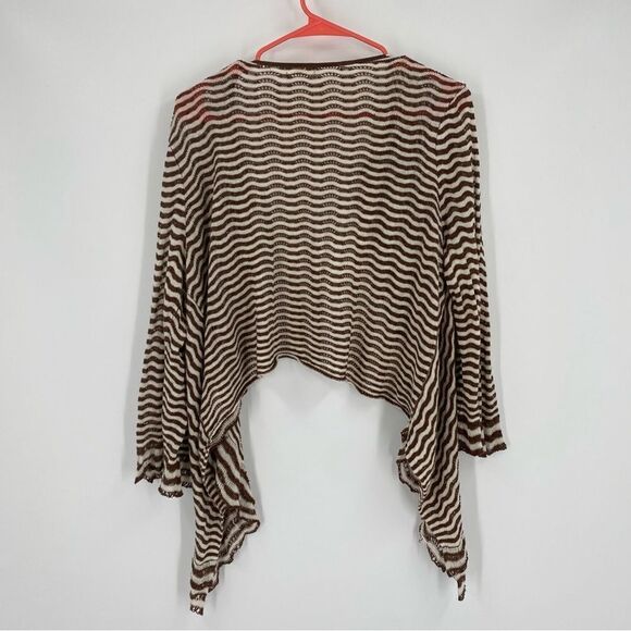 Nic & Zoe Women’s Open Front Long Sleeve Striped Linen Blend Cardigan size L - Picture 3 of 3